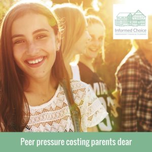 Peer pressure costing parents dear